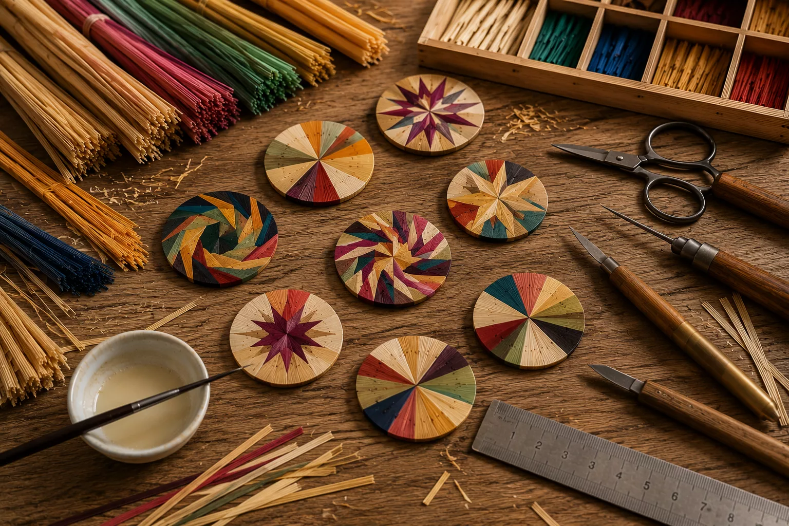 Motif de marqueterie de paille